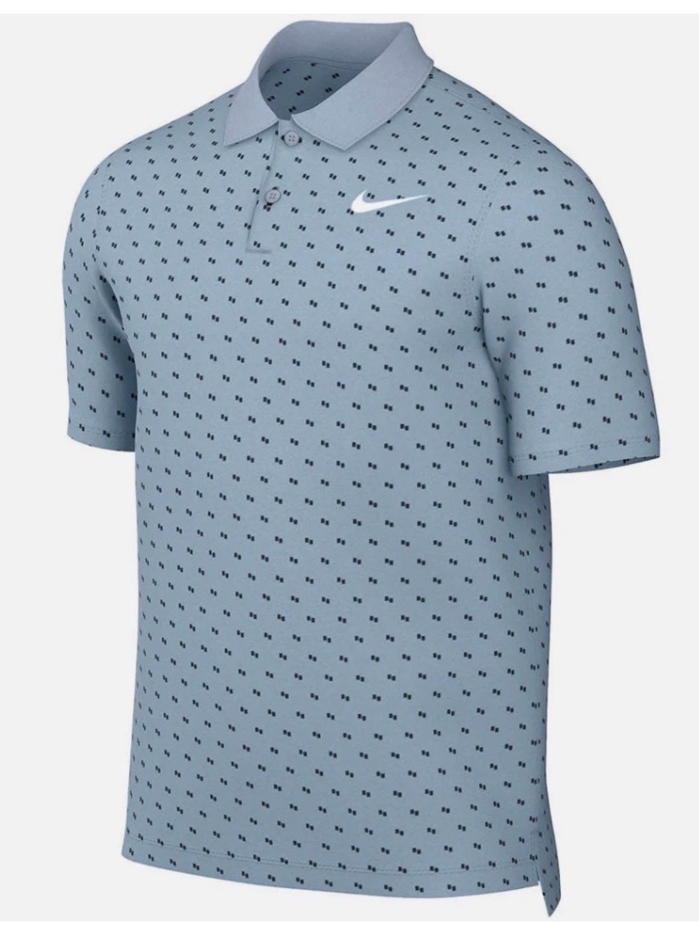 Nike DRI-FIT Light Blue Polo with Navy Micro Dot Pattern.. Size S
